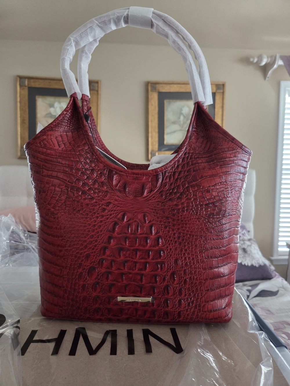 Red Croc-Embossed Tote Bag - Women